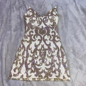 Windsor Karina Formal Sequin Cross-Back Mini Dress